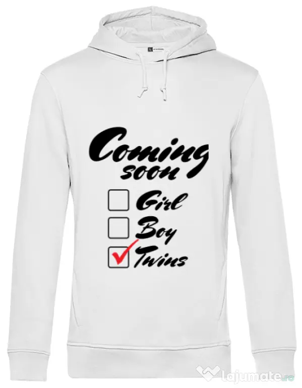 Hoodie barbat cu gluga Coming soon 2 Alb