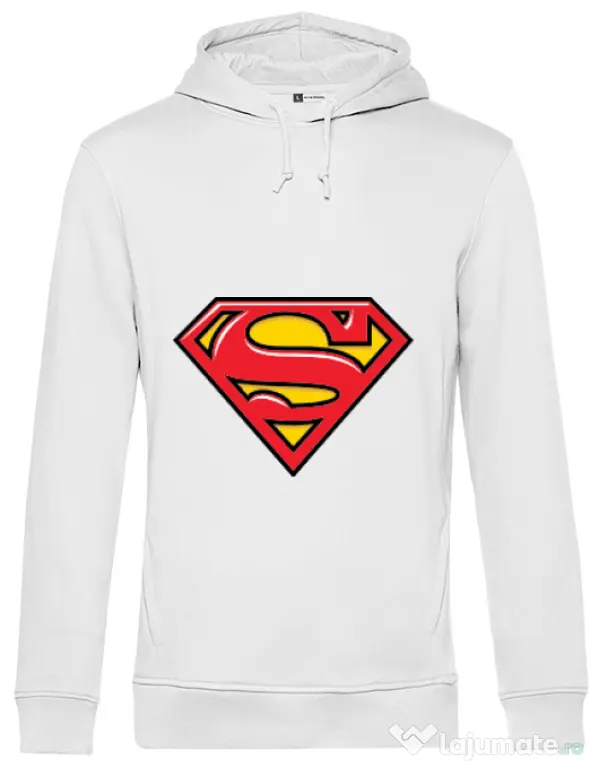 Hoodie barbat cu gluga Superman Alb