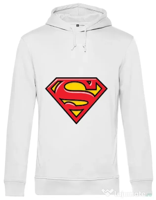 Hoodie barbat cu gluga Superman Alb