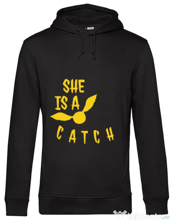Hoodie barbat cu gluga She is a catch Negru