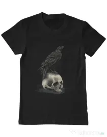 Tricou ADLER barbat Crow skull Negru