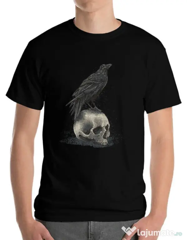 Tricou ADLER barbat Crow skull Negru