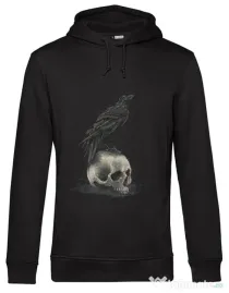 Hoodie barbat cu gluga Crow skull Negru