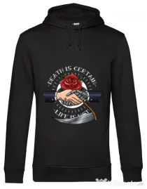 Hoodie barbat cu gluga Death is certain Negru