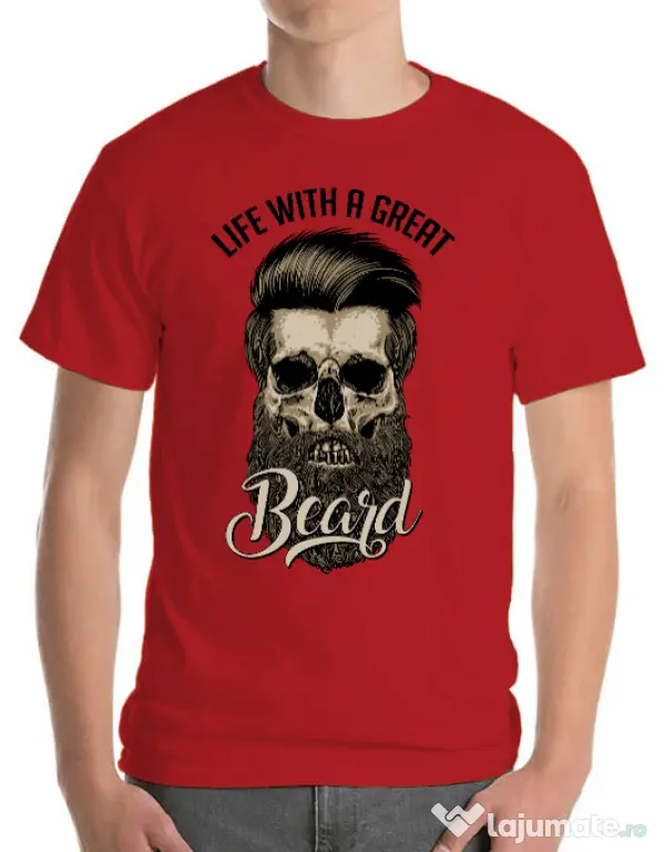Tricou ADLER barbat Great beard Rosu