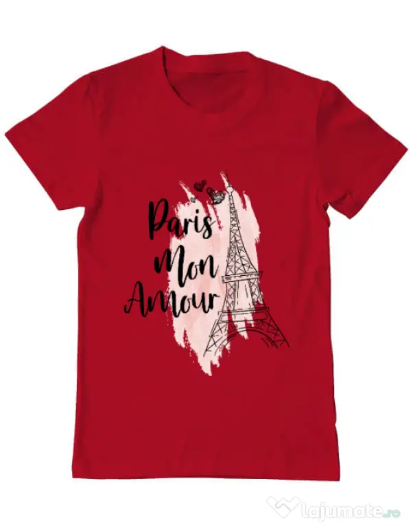 Tricou ADLER barbat Paris mon amour Rosu