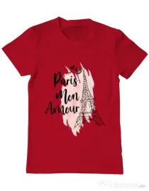 Tricou ADLER barbat Paris mon amour Rosu