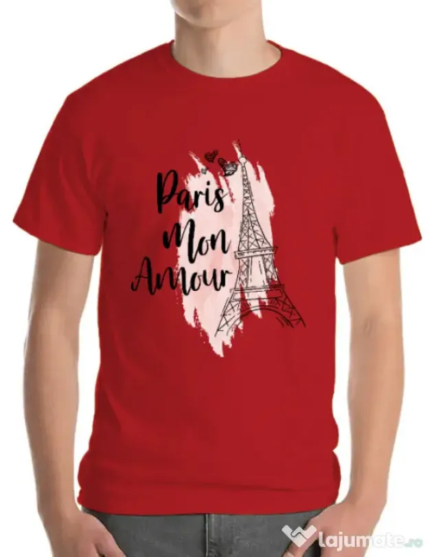 Tricou ADLER barbat Paris mon amour Rosu