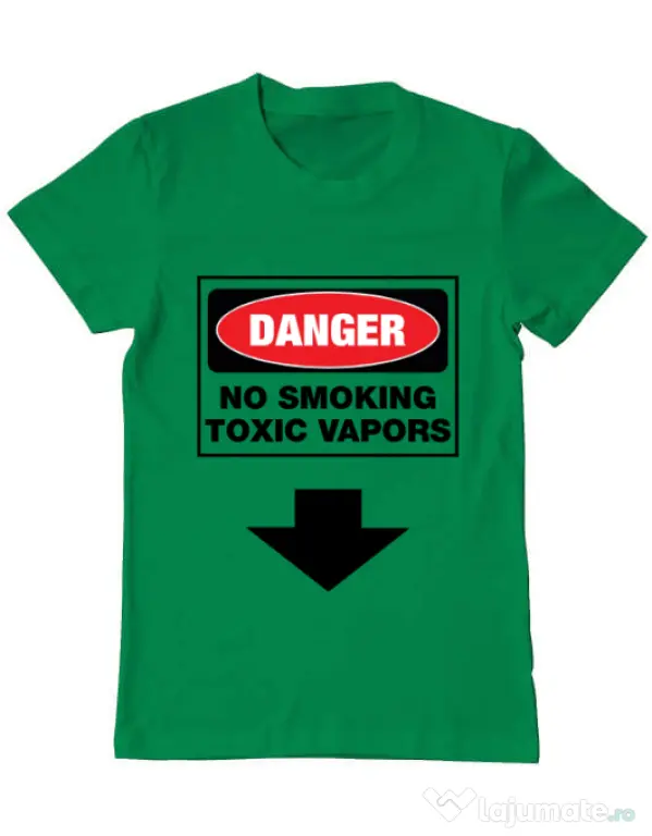 Tricou ADLER barbat Danger No Smoking Verde mediu