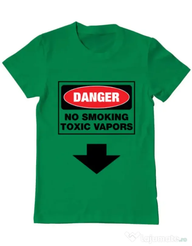 Tricou ADLER barbat Danger No Smoking Verde mediu