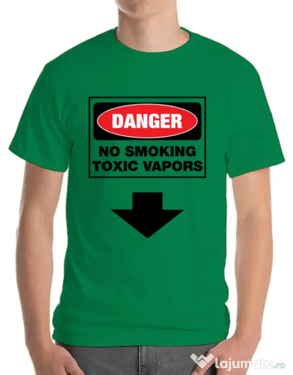 Tricou ADLER barbat Danger No Smoking Verde mediu