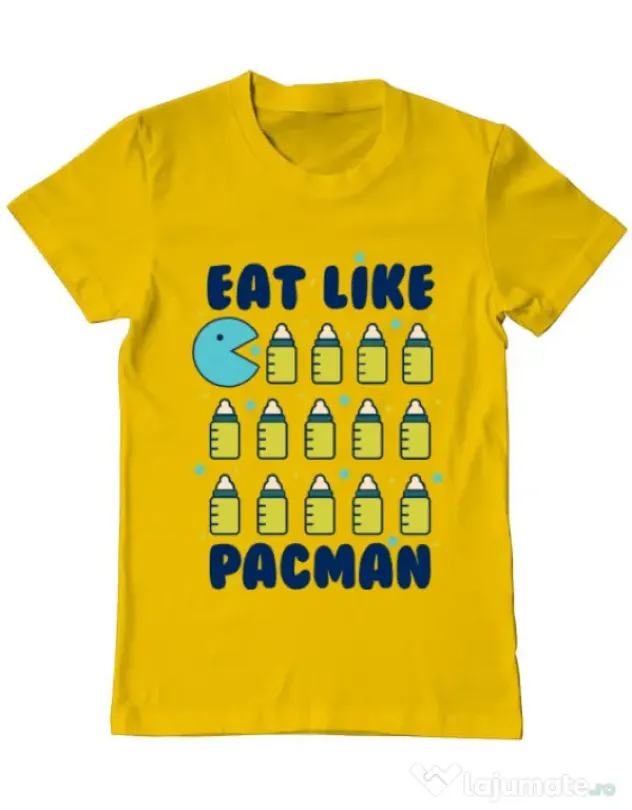Tricou ADLER barbat Eat Like Pacman Galben