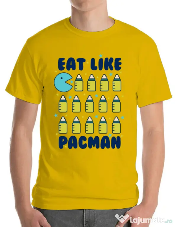 Tricou ADLER barbat Eat Like Pacman Galben