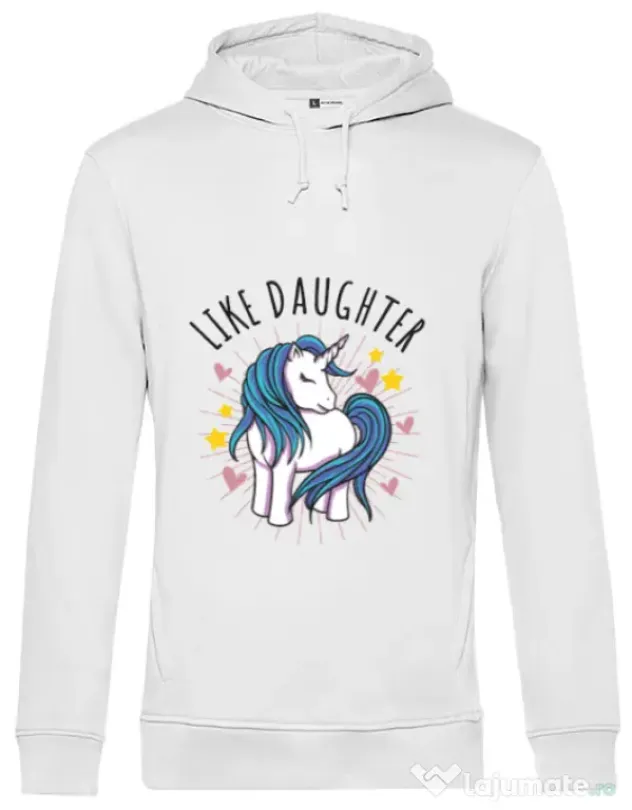 Hoodie barbat cu gluga Like daughter Alb