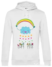 Hoodie barbat cu gluga Love rain Alb