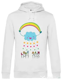 Hoodie barbat cu gluga Love rain Alb