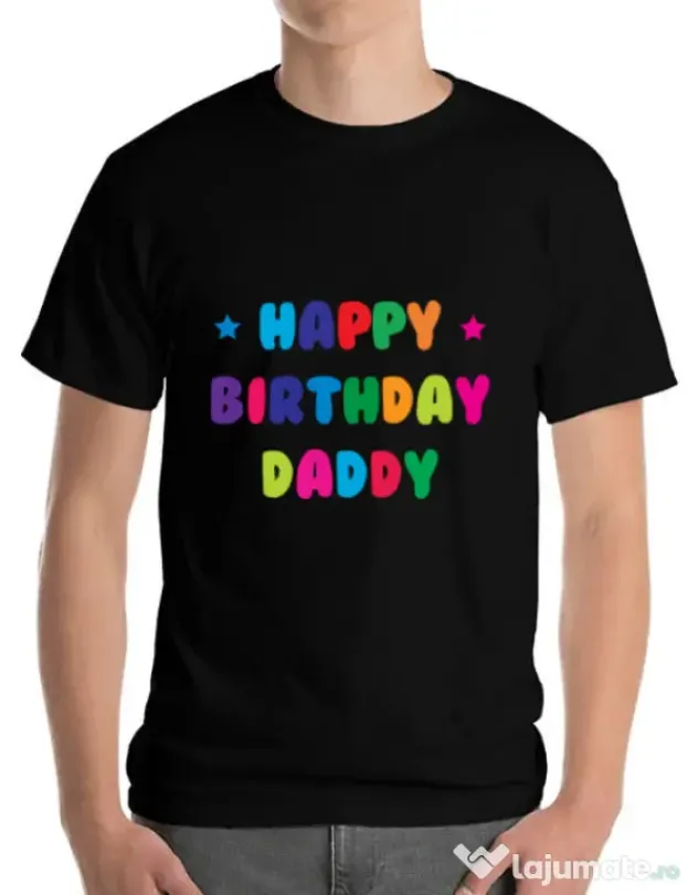 Tricou ADLER barbat Happy Birthday Daddy Negru
