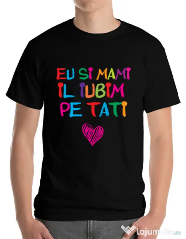 Tricou ADLER barbat Il iubim pe tati Negru