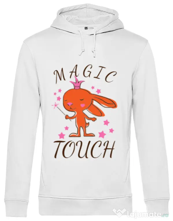 Hoodie barbat cu gluga Magic touch Alb
