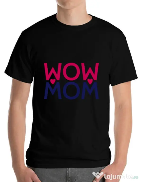 Tricou ADLER barbat Wow mom Negru