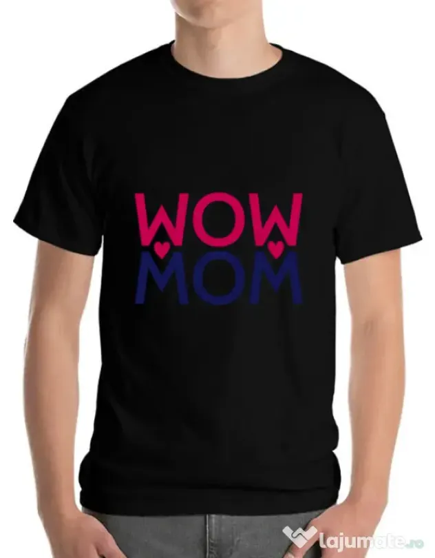 Tricou ADLER barbat Wow mom Negru