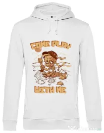 Hoodie barbat cu gluga Come play with me Alb