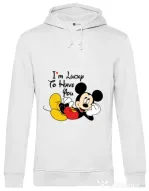 Hoodie barbat cu gluga Lucky to have you Alb
