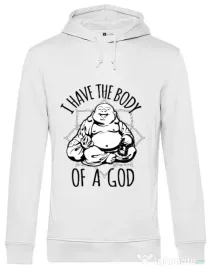 Hoodie barbat cu gluga Body of a god Alb