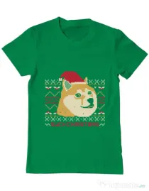 Tricou ADLER barbat Doge christmas Verde mediu