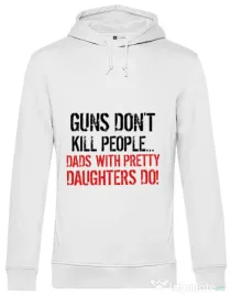 Hoodie barbat cu gluga Guns dont kill Alb