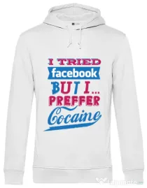 Hoodie barbat cu gluga I tried Bacebook Alb