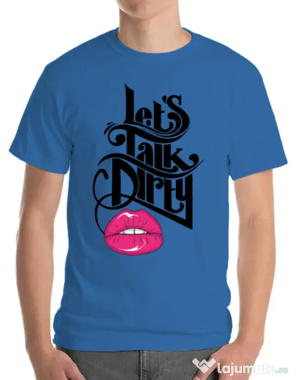 Tricou ADLER barbat Lets talk dirty Albastru azuriu