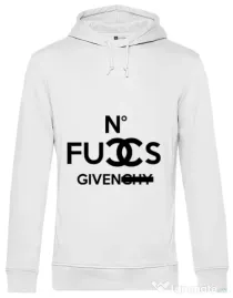 Hoodie barbat cu gluga No fucks given Alb