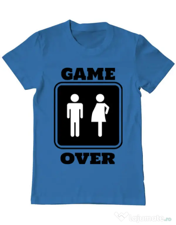 Tricou ADLER barbat Game over pregnant Albastru azuriu