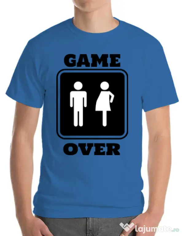 Tricou ADLER barbat Game over pregnant Albastru azuriu