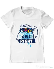 Tricou ADLER barbat Owl right Alb