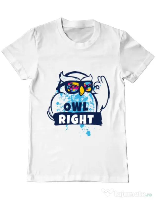 Tricou ADLER barbat Owl right Alb