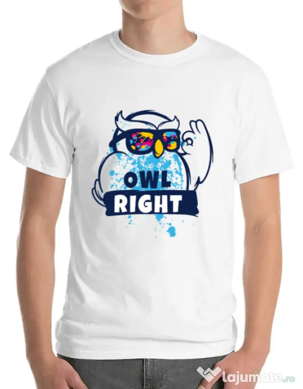 Tricou ADLER barbat Owl right Alb