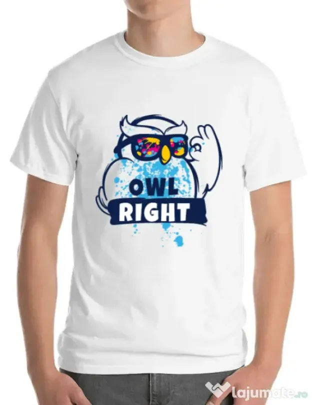 Tricou ADLER barbat Owl right Alb