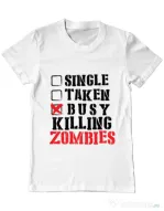 Tricou ADLER barbat Busy killing zombies Alb
