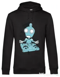 Hoodie barbat cu gluga Dj robot Negru