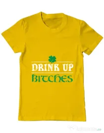 Tricou ADLER barbat Drink up bitches Galben