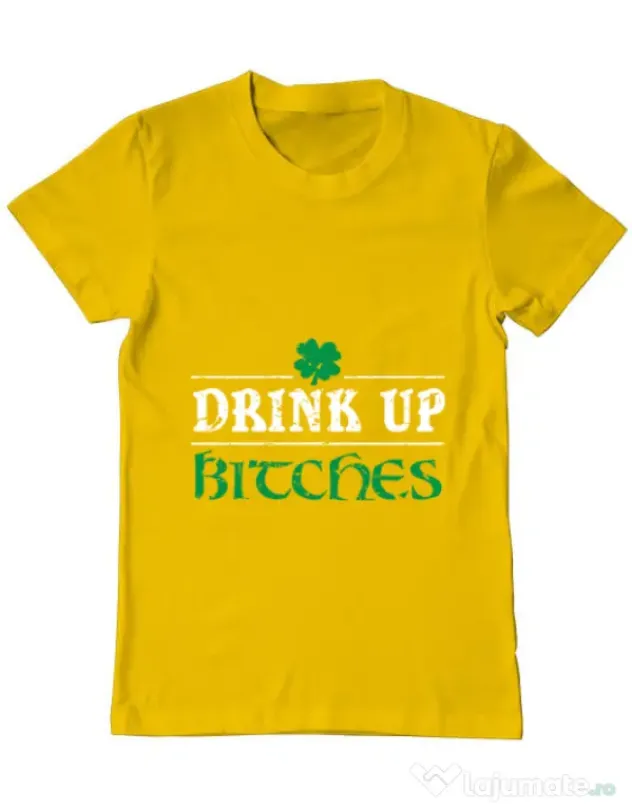 Tricou ADLER barbat Drink up bitches Galben