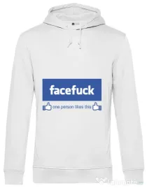 Hoodie barbat cu gluga Facefuck Alb
