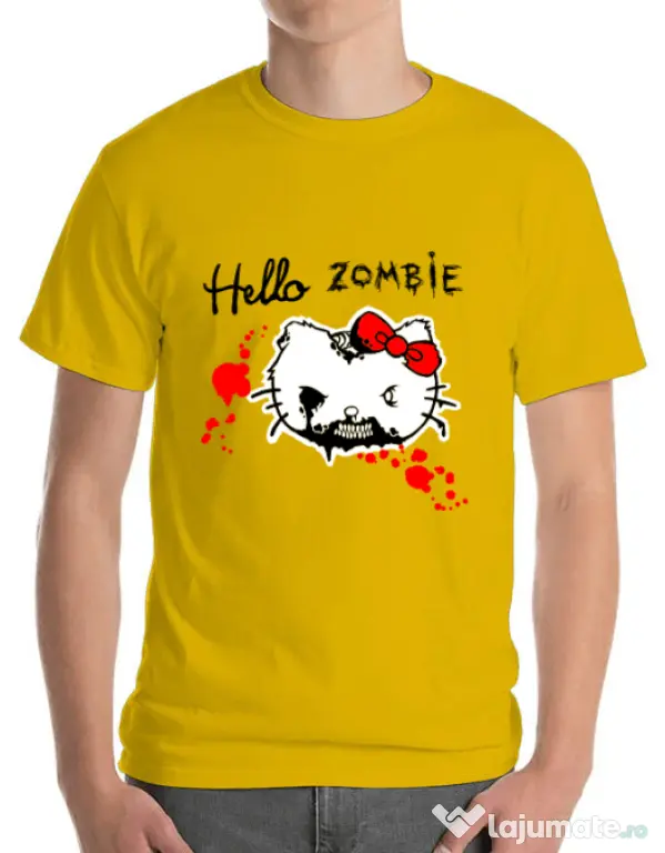 Tricou ADLER barbat Hello zombie Galben