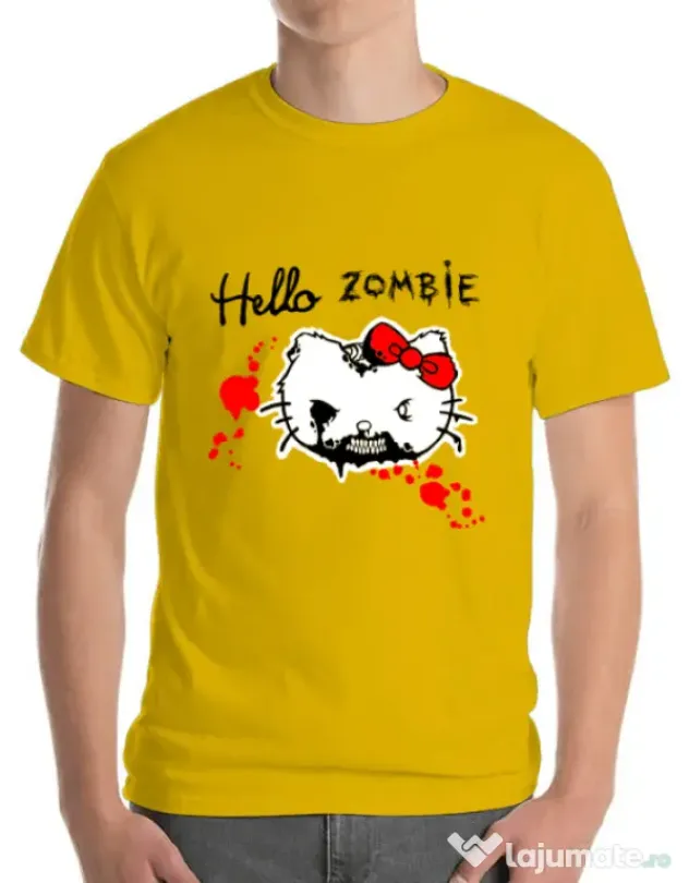 Tricou ADLER barbat Hello zombie Galben