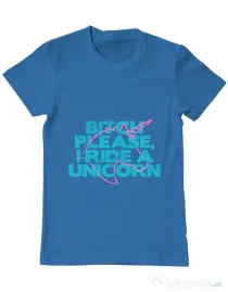 Tricou ADLER barbat I ride a unicorn Albastru azuriu