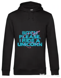 Hoodie barbat cu gluga I ride a unicorn Negru