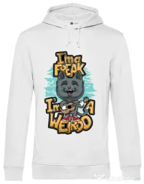 Hoodie barbat cu gluga I am a freak Alb