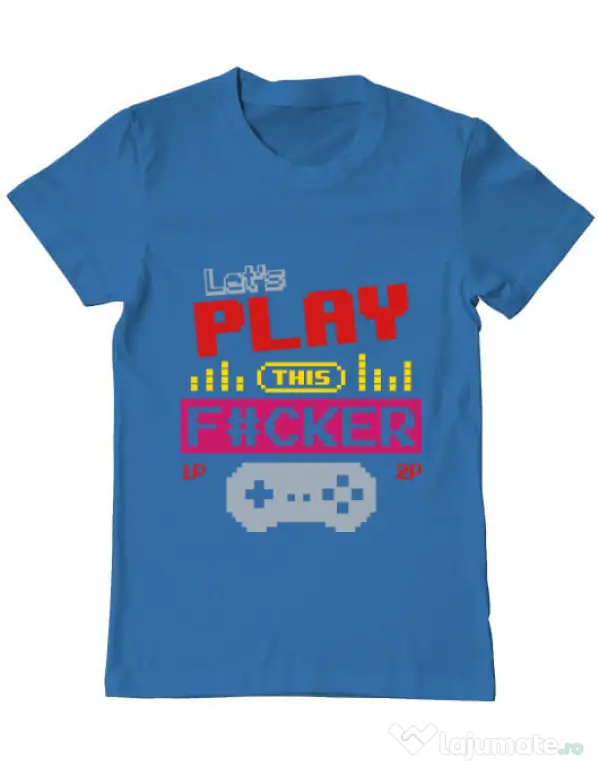Tricou ADLER barbat Lets play this Albastru azuriu